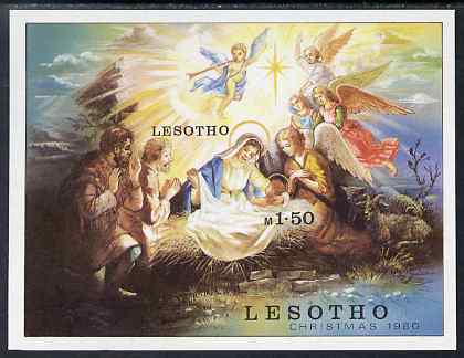 Lesotho 1980 Christmas imperf proof of m/sheet unmounted mint and scarce thus, as SG MS 430, stamps on , stamps on  stamps on christmas