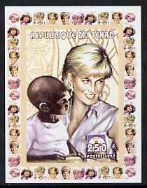 Chad 1997 Princess Diana 250f series #7 imperf deluxe sheet unmounted mint, stamps on , stamps on  stamps on personalities, stamps on  stamps on diana, stamps on  stamps on royalty, stamps on  stamps on women