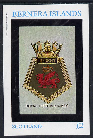 Bernera 1982 Badges (Regent) imperf deluxe sheet (£2 value) unmounted mint, stamps on ships    badges     dragon
