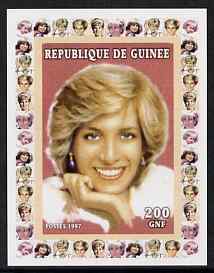 Guinea - Conakry 1997 Princess Diana 200f series #6 imperf deluxe sheet unmounted mint, stamps on personalities, stamps on diana, stamps on royalty, stamps on women