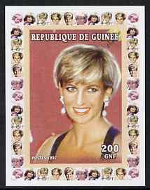 Guinea - Conakry 1997 Princess Diana 200f series #8 imperf deluxe sheet unmounted mint, stamps on personalities, stamps on diana, stamps on royalty, stamps on women