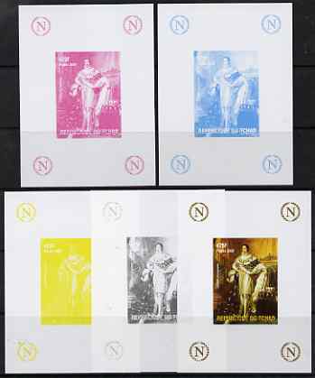 Chad 2009 Napoleon #9 Joseph Bonaparte - King of Spain deluxe sheet, the set of 5 imperf progressive proofs comprising the 4 individual colours plus all 4-colour composit...