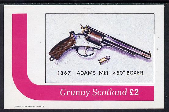 Grunay 1982 Pistols (Adams) imperf deluxe sheet (£2 value) unmounted mint, stamps on militaria, stamps on firearms