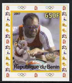 Benin 2007 Rowing #02 individual imperf deluxe sheet with Olympic Rings & Disney Character unmounted mint