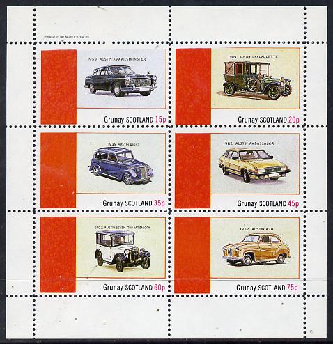 Grunay 1982 Austin Cars (A99, Ambassador, 8 etc) perf set of 6 values (15p to 75p) unmounted mint, stamps on , stamps on  stamps on cars, stamps on austin