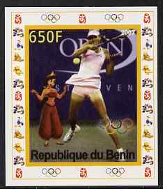 Benin 2007 Tennis #04 individual imperf deluxe sheet with Olympic Rings & Disney Character unmounted mint, stamps on sport, stamps on olympics, stamps on tennis, stamps on disney, stamps on 