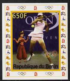 Benin 2007 Tennis #04 individual imperf deluxe sheet with Olympic Rings & Disney Character unmounted mint, stamps on , stamps on  stamps on sport, stamps on  stamps on olympics, stamps on  stamps on tennis, stamps on  stamps on disney, stamps on  stamps on 