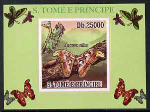 St Thomas & Prince Islands 2009 Butterflies #1 individual imperf deluxe sheet unmounted mint. Note this item is privately produced and is offered purely on its thematic a..., stamps on butterflies