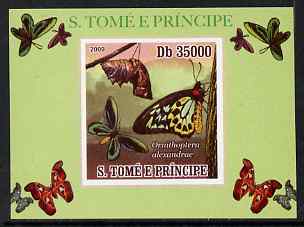 St Thomas & Prince Islands 2009 Butterflies #3 individual imperf deluxe sheet unmounted mint. Note this item is privately produced and is offered purely on its thematic a..., stamps on butterflies