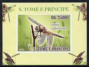 St Thomas & Prince Islands 2009 Dragonflies #2 individual imperf deluxe sheet unmounted mint. Note this item is privately produced and is offered purely on its thematic appeal, stamps on , stamps on  stamps on dragonflies, stamps on  stamps on insects