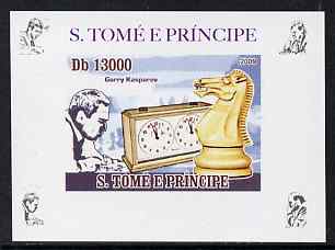 St Thomas & Prince Islands 2009 Chess Grand Masters #4 - Garry Kasparov individual imperf deluxe sheet unmounted mint. Note this item is privately produced and is offered purely on its thematic appeal, stamps on personalities, stamps on chess