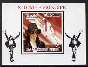 St Thomas & Prince Islands 2009 Michael Jackson #1 individual imperf deluxe sheet unmounted mint. Note this item is privately produced and is offered purely on its themat..., stamps on personalities, stamps on music, stamps on rock, stamps on pops