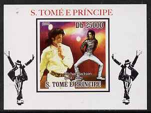 St Thomas & Prince Islands 2009 Michael Jackson #3 individual imperf deluxe sheet unmounted mint. Note this item is privately produced and is offered purely on its thematic appeal, stamps on personalities, stamps on music, stamps on rock, stamps on pops