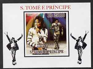 St Thomas & Prince Islands 2009 Michael Jackson #4 individual imperf deluxe sheet unmounted mint. Note this item is privately produced and is offered purely on its themat..., stamps on personalities, stamps on music, stamps on rock, stamps on pops