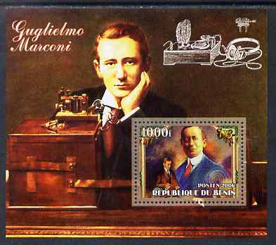 Benin 2006 Guglielmo Marconi #2 perf m/sheet unmounted mint , stamps on , stamps on  stamps on personalities, stamps on  stamps on radio, stamps on  stamps on communications, stamps on  stamps on nobel, stamps on  stamps on physics, stamps on  stamps on marconi