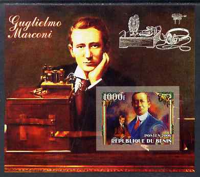 Benin 2006 Guglielmo Marconi #2 imperf m/sheet unmounted mint. Note this item is privately produced and is offered purely on its thematic appeal , stamps on , stamps on  stamps on personalities, stamps on  stamps on radio, stamps on  stamps on communications, stamps on  stamps on nobel, stamps on  stamps on physics, stamps on  stamps on marconi