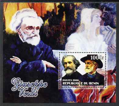 Benin 2006 Giuseppe Verdi #1 perf m/sheet unmounted mint , stamps on personalities, stamps on music, stamps on verdi, stamps on composers