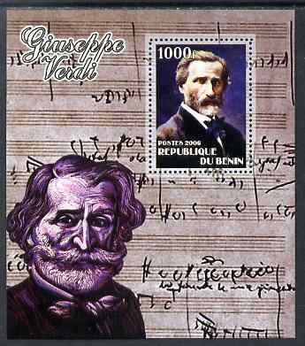 Benin 2006 Giuseppe Verdi #2 perf m/sheet unmounted mint. Note this item is privately produced and is offered purely on its thematic appeal , stamps on , stamps on  stamps on personalities, stamps on  stamps on music, stamps on  stamps on verdi, stamps on  stamps on composers