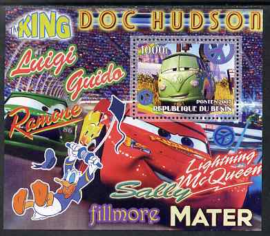 Benin 2007 Disneys Lightning McQueen #7 perf m/sheet showing Fillmore unmounted mint, stamps on disney, stamps on films, stamps on cinema, stamps on movies, stamps on cartoons, stamps on cars