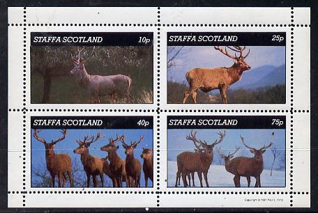 Staffa 1981 Deer perf  set of 4 values (10p to 75p) unmounted mint, stamps on , stamps on  stamps on animals    deer