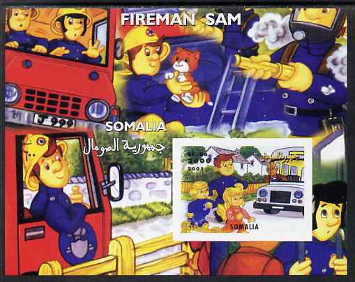 Somalia 2001 Fireman Sam #1 imperf s/sheet unmounted mint. Note this item is privately produced and is offered purely on its thematic appeal, stamps on , stamps on  stamps on fire