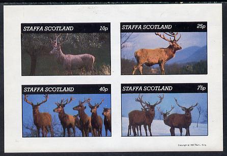 Staffa 1981 Deer imperf  set of 4 values (10p to 75p) unmounted mint, stamps on , stamps on  stamps on animals    deer