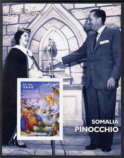 Somalia 2001 Pinocchio & Walt Disney #2 imperf s/sheet, unmounted mint. Note this item is privately produced and is offered purely on its thematic appeal , stamps on , stamps on  stamps on personalities, stamps on  stamps on movies, stamps on  stamps on cinema, stamps on  stamps on films, stamps on  stamps on disney, stamps on  stamps on cartoons