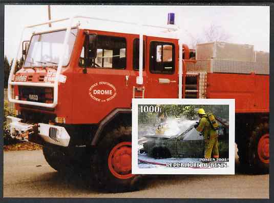 Benin 2004 Fire Engines #1 imperf m/sheet unmounted mint, stamps on fire