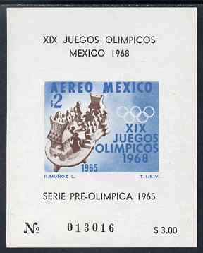 Mexico 1965 Olympic Games (1st Issue) imperf m/sheet showing Ball game unmounted mint without gum as issued, SG MS 1107, stamps on , stamps on  stamps on sport, stamps on  stamps on olympics, stamps on  stamps on 