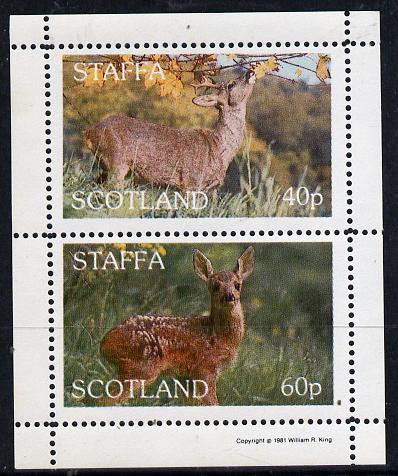 Staffa 1981 Deer perf  set of 2 values (40p & 60p) unmounted mint, stamps on , stamps on  stamps on animals    deer