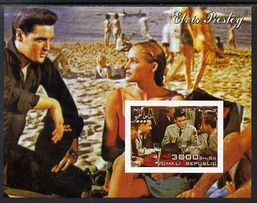 Somalia 2003 Elvis Presley imperf m/sheet (Scene from GI Blues) unmounted mint, stamps on , stamps on  stamps on music, stamps on  stamps on personalities, stamps on  stamps on elvis, stamps on  stamps on entertainments, stamps on  stamps on films, stamps on  stamps on cinema, stamps on  stamps on movies