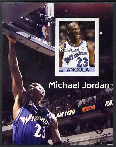 Angola 2002 Michael Jordan #1 imperf souvenir sheet unmounted mint , stamps on , stamps on  stamps on personalities, stamps on  stamps on basketball, stamps on  stamps on sport