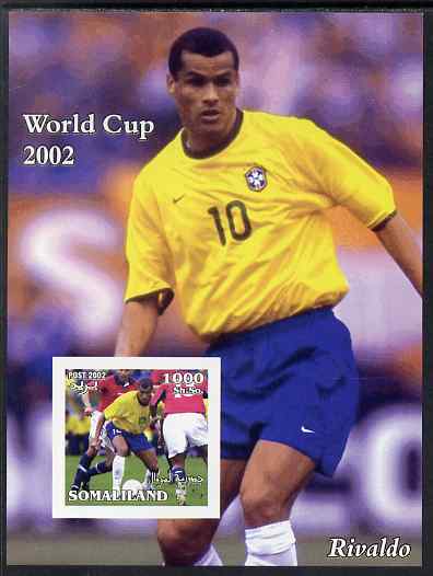 Somaliland 2002 Football World Cup imperf s/sheet (Rivaldo) unmounted mint, stamps on , stamps on  stamps on personalities, stamps on  stamps on football, stamps on  stamps on sport