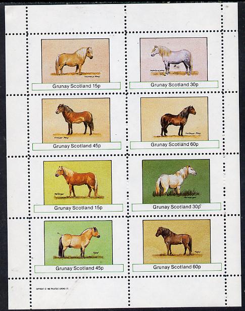 Grunay 1982 Ponies (Shetland, Highland, Dartmoor etc) perf  set of 8 values (15p to 60p) unmounted mint, stamps on , stamps on  stamps on animals    horses