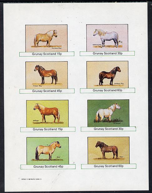 Grunay 1982 Ponies (Shetland, Highland, Dartmoor etc)  imperf  set of 8 values (15p to 60p) unmounted mint, stamps on animals    horses