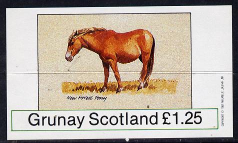 Grunay 1982 Ponies (New Forest Pony) imperf souvenir sheet (£1.25 value) unmounted mint, stamps on animals    horses