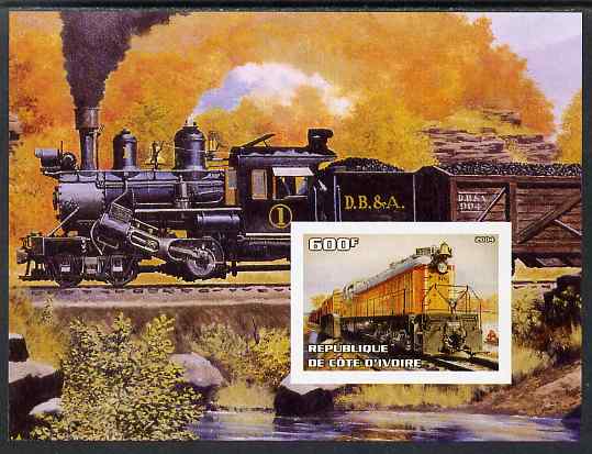 Ivory Coast 2004 Classic Locomotives #3 imperf m/sheet unmounted mint. Note this item is privately produced and is offered purely on its thematic appeal, stamps on , stamps on  stamps on railways