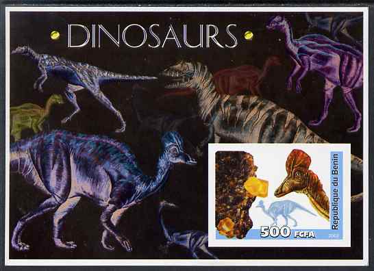 Benin 2003 Dinosaurs & Minerals imperf m/sheet unmounted mint. Note this item is privately produced and is offered purely on its thematic appeal, stamps on , stamps on  stamps on dinosaurs, stamps on  stamps on minerals