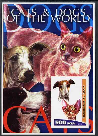 Benin 2003 Cats & Dogs of the World imperf m/sheet unmounted mint. Note this item is privately produced and is offered purely on its thematic appeal, stamps on , stamps on  stamps on dogs, stamps on  stamps on cats, stamps on  stamps on 