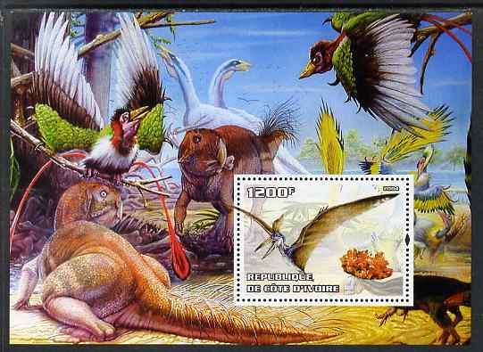 Ivory Coast 2004 Dinosaurs #1 perf m/sheet unmounted mint. Note this item is privately produced and is offered purely on its thematic appeal, stamps on , stamps on  stamps on dinosaurs