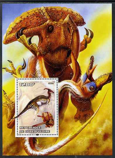 Ivory Coast 2004 Dinosaurs #3 perf m/sheet unmounted mint. Note this item is privately produced and is offered purely on its thematic appeal, stamps on , stamps on  stamps on dinosaurs