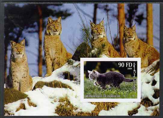 Djibouti 2004 Cats #1 (Domestic & Big cats) imperf m/sheet unmounted mint, stamps on cats