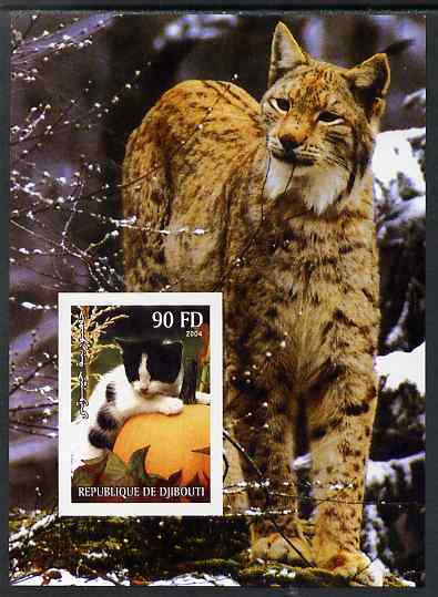 Djibouti 2004 Cats #2 (Domestic & Big cats) imperf m/sheet unmounted mint. Note this item is privately produced and is offered purely on its thematic appeal, stamps on , stamps on  stamps on cats