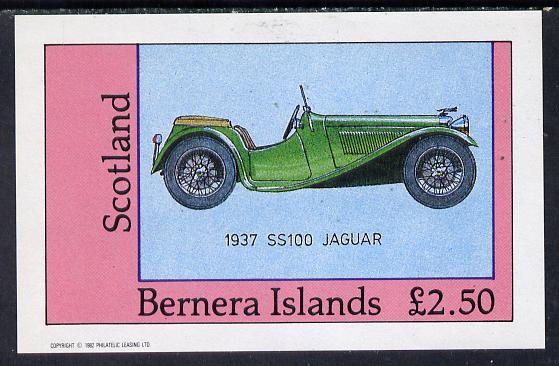 Bernera 1982 Sports Cars (1937 Jaguar) imperf deluxe sheet (£2.50 value) unmounted mint, stamps on cars    sport  jaguar