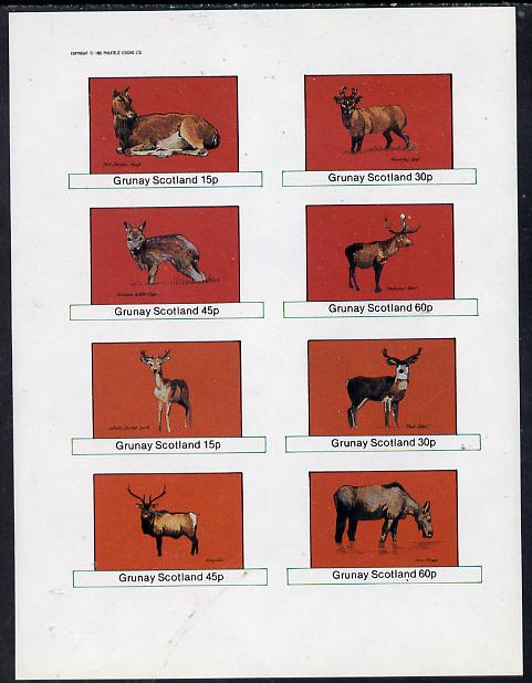 Grunay 1982 Deer (Hind, Water Deer, Wapiki, etc) imperf  set of 8 values (15p to 60p) unmounted mint, stamps on animals    deer