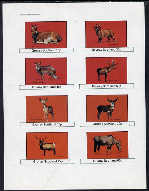 Grunay 1982 Deer (Hind, Water Deer, Wapiki, etc) imperf  set of 8 values (15p to 60p) unmounted mint, stamps on , stamps on  stamps on animals    deer