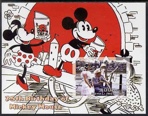 Somalia 2003 75th Birthday of Mickey Mouse #8 - Mickey & Minnie Mouse on See-saw imperf s/sheet unmounted mint, stamps on , stamps on  stamps on disney, stamps on  stamps on personalities, stamps on  stamps on films, stamps on  stamps on cinema, stamps on  stamps on 