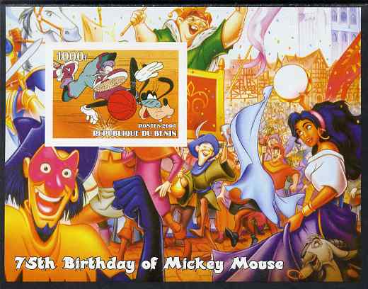 Benin 2004 75th Birthday of Mickey Mouse - Basketball imperf m/sheet unmounted mint, stamps on disney, stamps on films, stamps on movies, stamps on cinema, stamps on sport, stamps on basketball