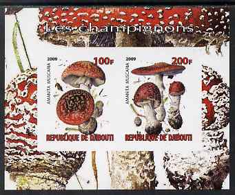 Djibouti 2009 Fungi #4 imperf sheetlet containing 2 values unmounted mint, stamps on fungi