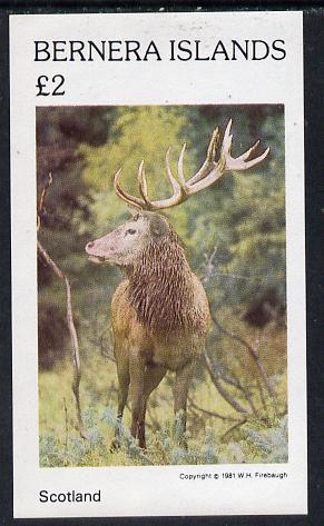 Bernera 1981 Deer #1 imperf deluxe sheet (£2 value) unmounted mint, stamps on animals    deer